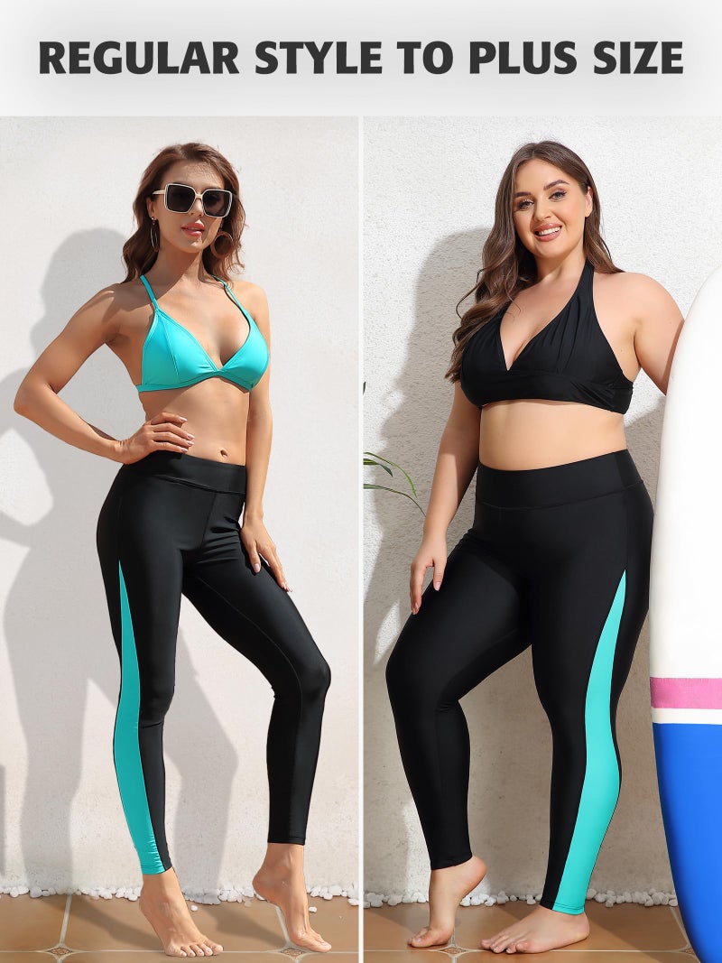 ATTRACO Swim Pants for Women High Waisted Swim Shorts Swim Tights Aqua Medium - Image 4